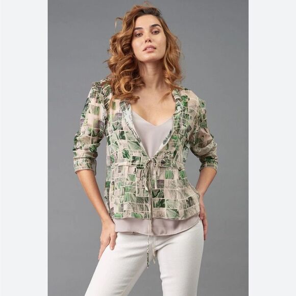 Lola & Sophie Jackets & Blazers - Lola & Sophie Tile Print Drawstring Jacket